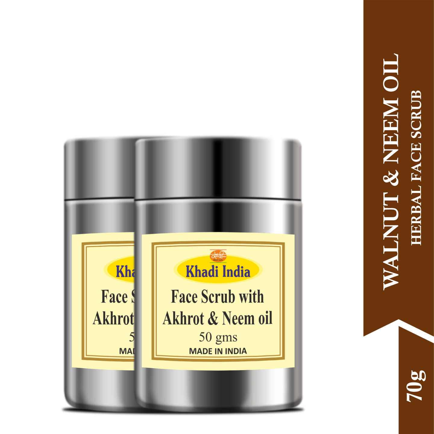 Khadi Akhrot & Neem Oil Face Scrub 70g (Pack of 2)