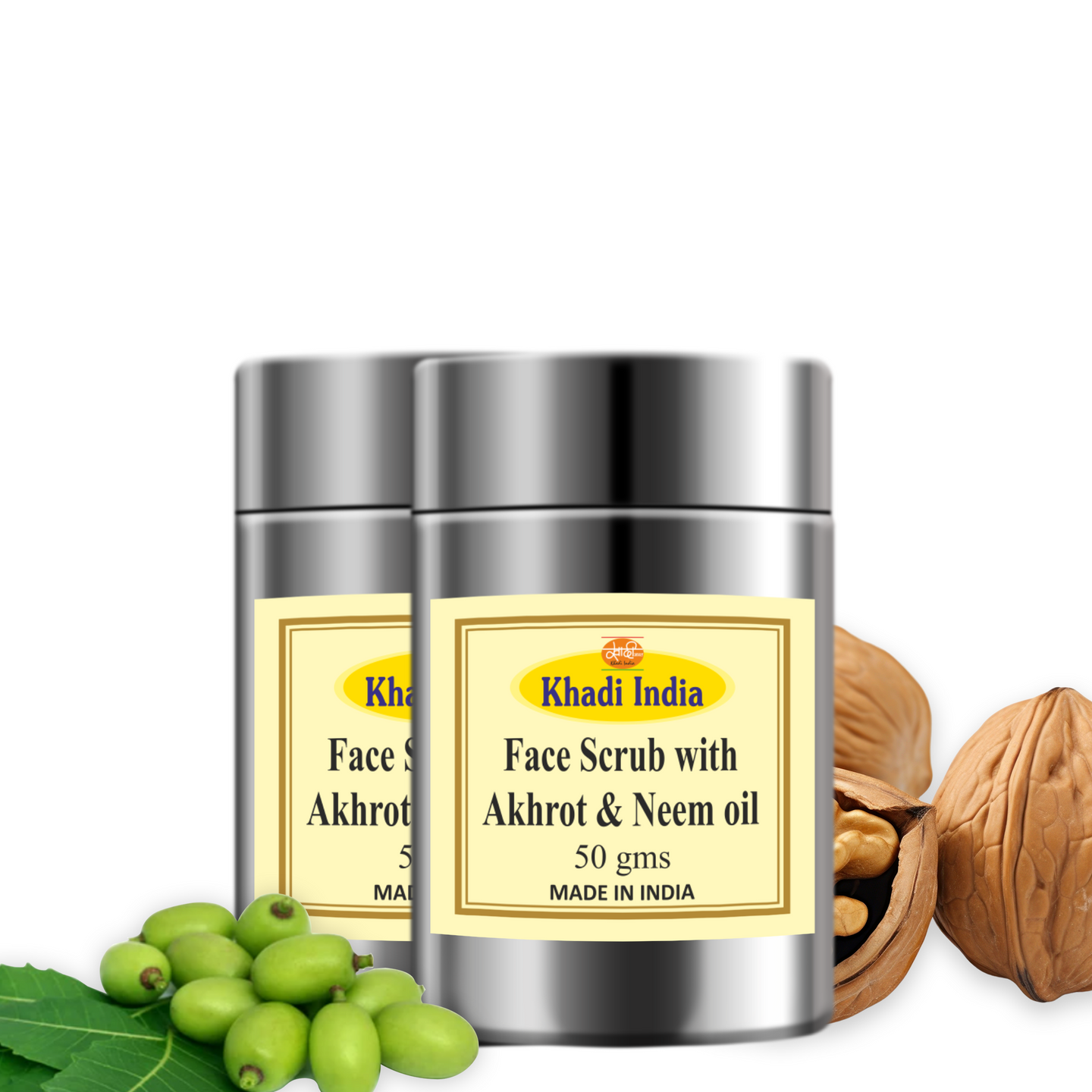 Khadi Akhrot & Neem Oil Face Scrub 70g (Pack of 2)