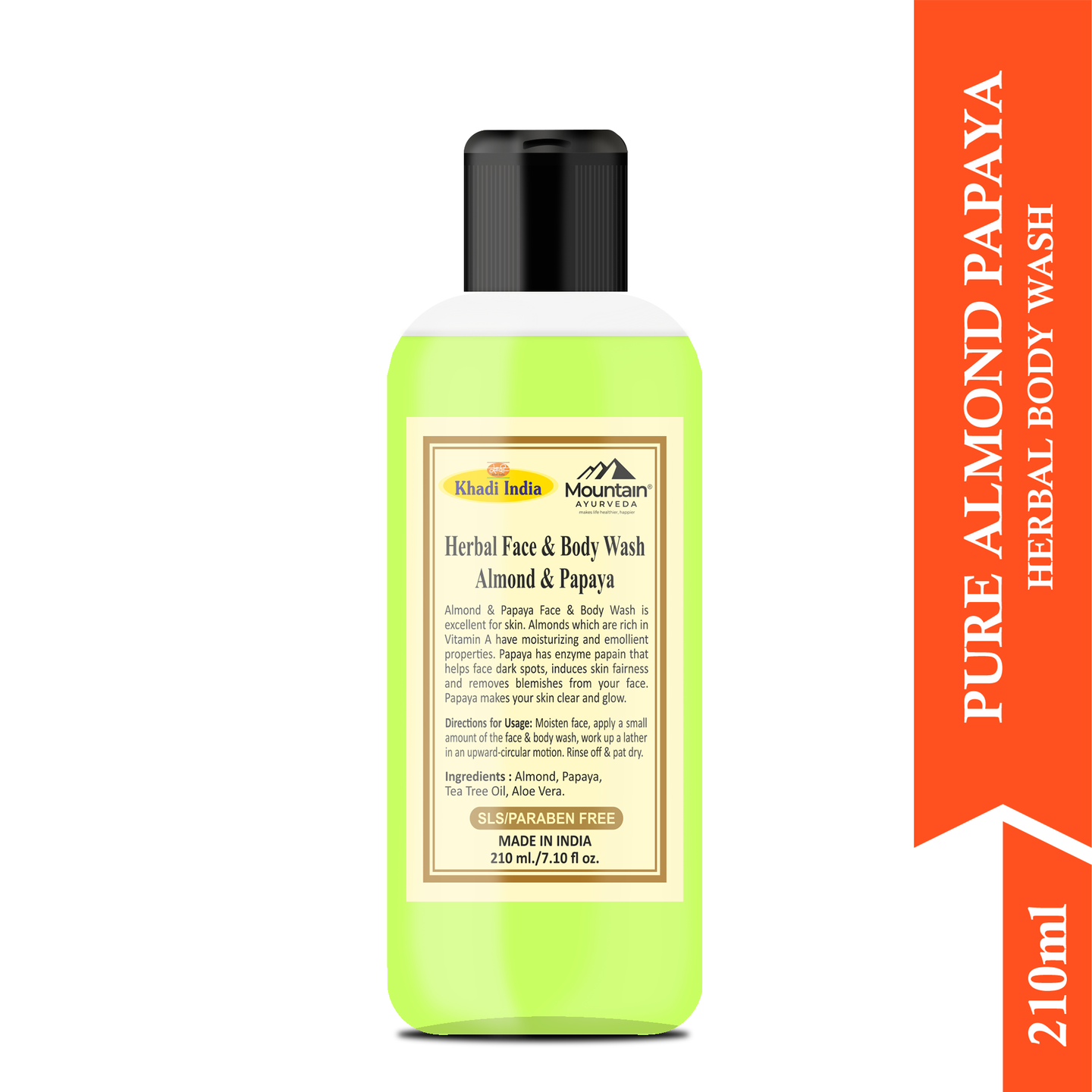 Khadi Almond & Papaya Face & Body Wash 210 ml