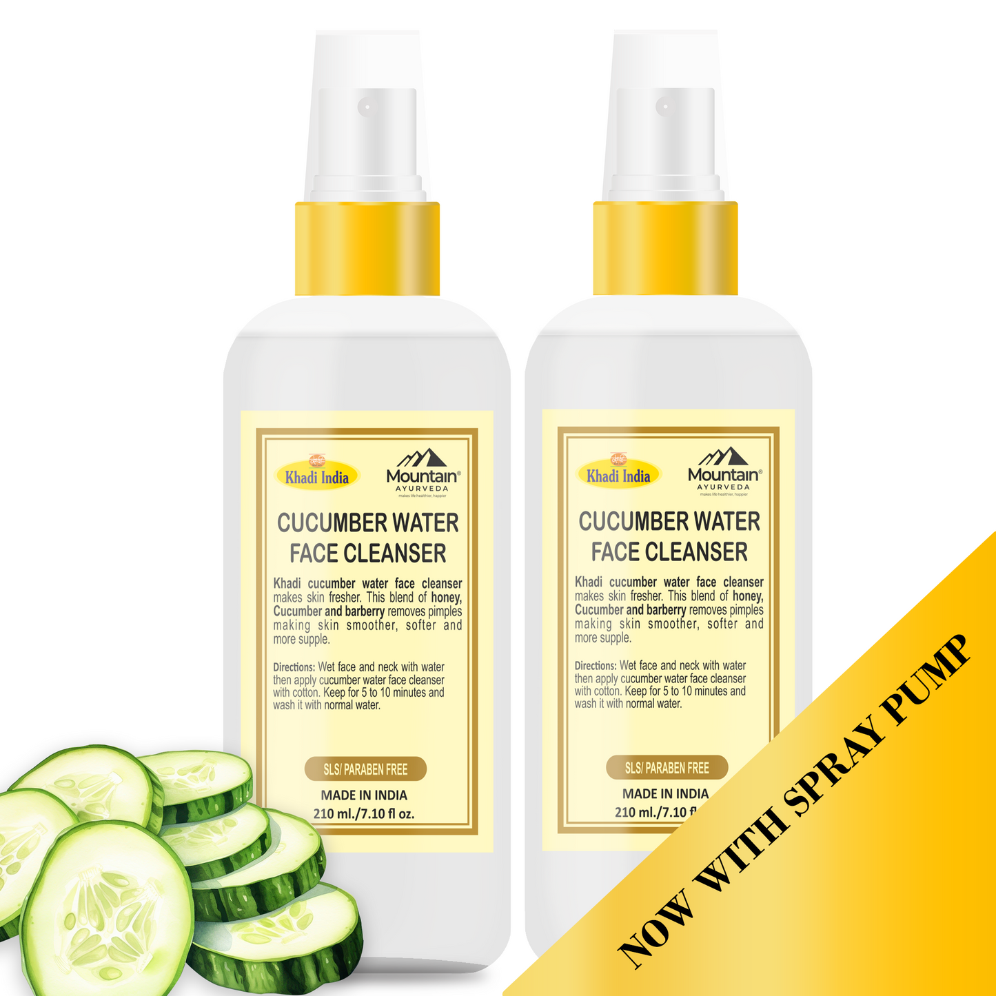 Khadi Cucumber Water Face Cleanser 210 ml (Pack of 2)