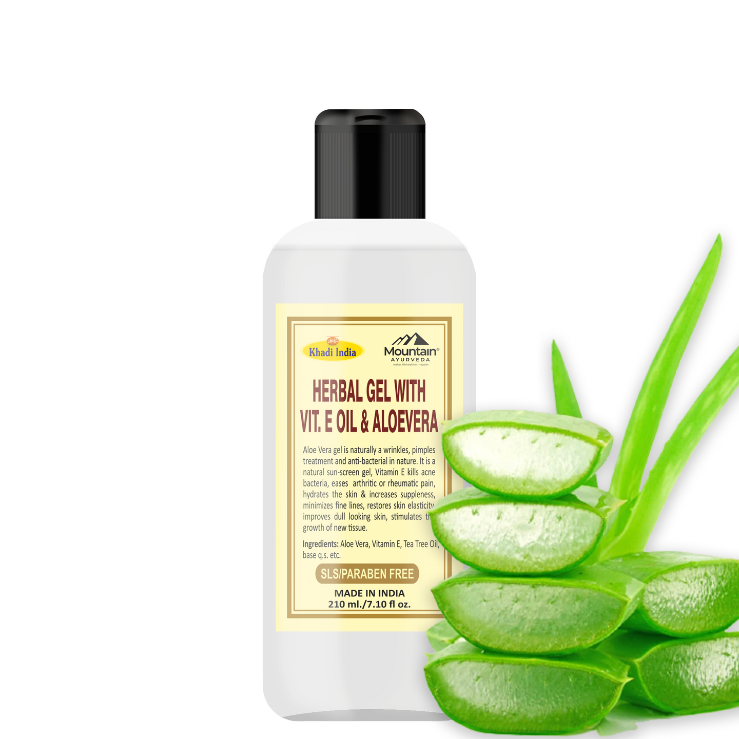 Khadi Herbal Gel with Aloe Vera & VIT E Oil 210 ml