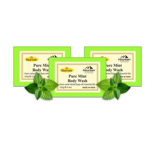 Khadi Mint Soap Pack of 3 – Cooling & Refreshing Ayurvedic Handmade Soap