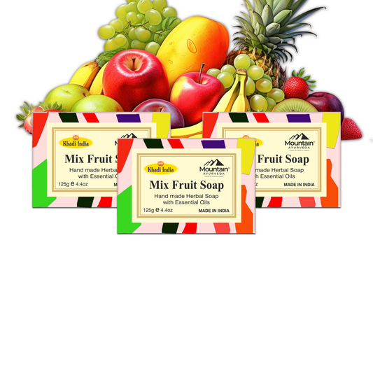 Khadi Mix Fruit Soap Pack of 3 – Handmade Ayurvedic Soap with Fruit Extracts