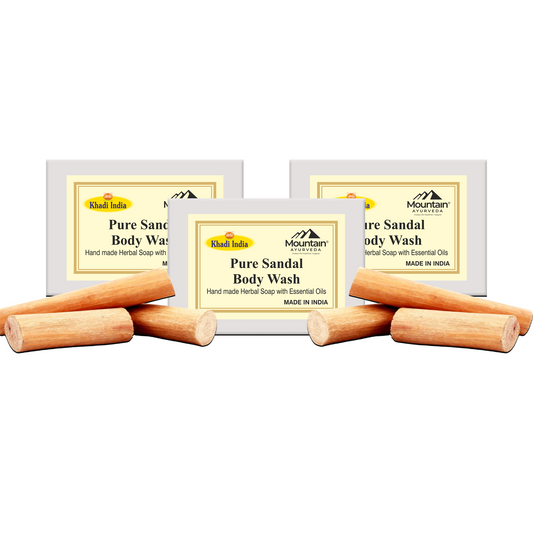 Khadi Pure Sandalwood Soap 125g pack of 3 – natural Ayurvedic skincare bar.