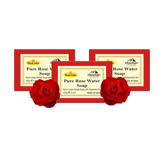 Khadi Rose Water Soap Pack of 3 – Natural Handmade Skincare Soap