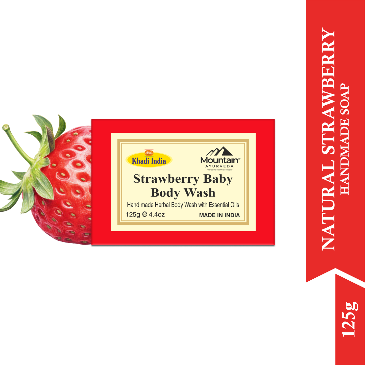 Khadi Strawberry Soap – Natural Fruit-Infused Bathing Bar for Deep Hydration